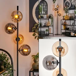 hofstein Lampadaire - Verre 15 cm Gastor Ambre, Fumé, 4 lumières