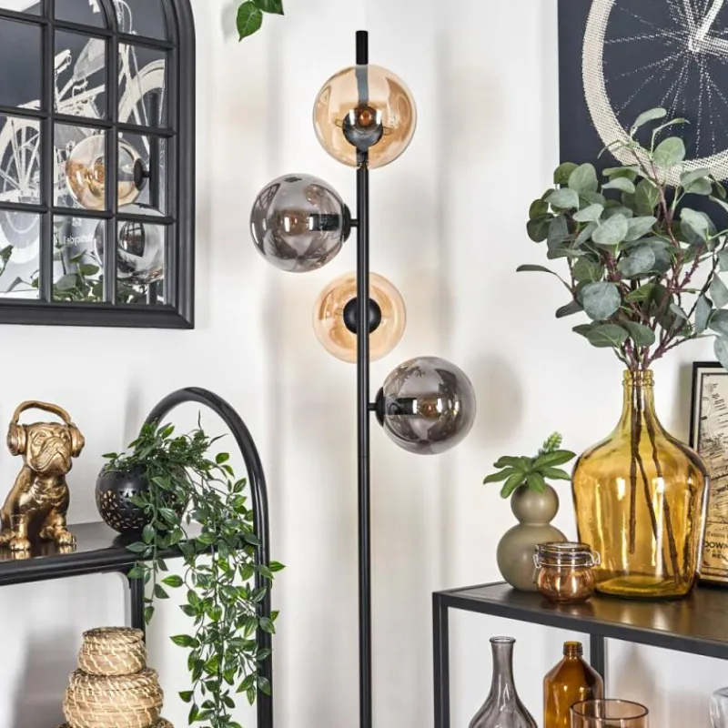 hofstein Lampadaire - Verre 15 cm Gastor Ambre, Fumé, 4 lumières