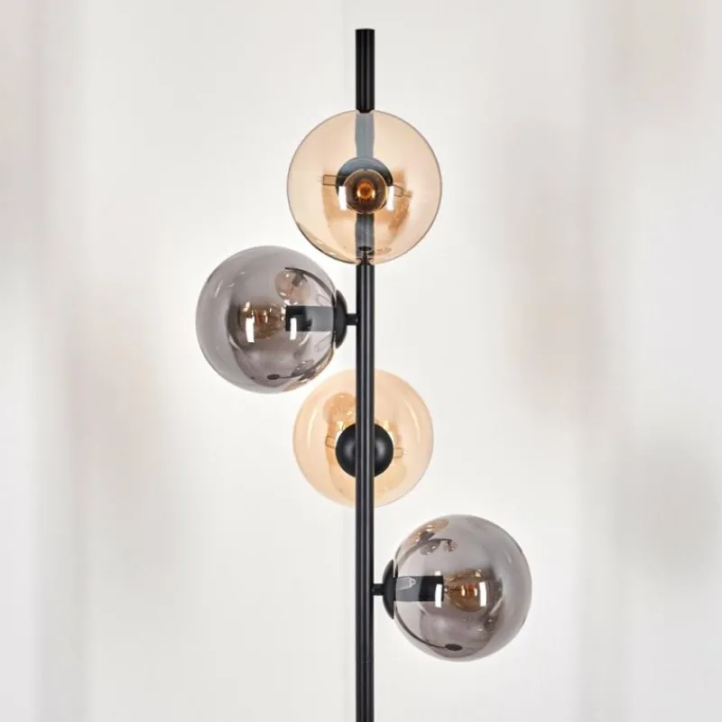 hofstein Lampadaire - Verre 15 cm Gastor Ambre, Fumé, 4 lumières