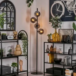 hofstein Lampadaire - Verre 15 cm Gastor Fumé, 4 lumières