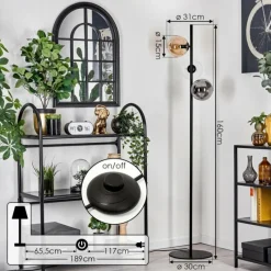 hofstein Lampadaire - Verre 15 cm Gastor Ambre, Clair, Fumé, 3 lumières