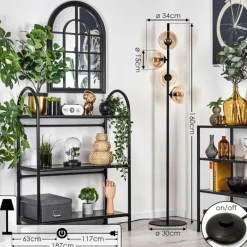 hofstein Lampadaire - Verre 15 cm Gastor Ambre, Clair, 4 lumières