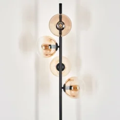 hofstein Lampadaire - Verre 15 cm Gastor Ambre, Clair, 4 lumières