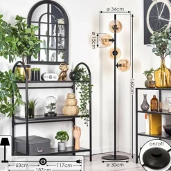 hofstein Lampadaire - Verre 15 cm Gastor Ambre, 4 lumières