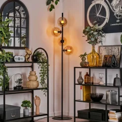 hofstein Lampadaire - Verre 15 cm Gastor Ambre, 4 lumières