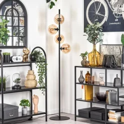 hofstein Lampadaire - Verre 15 cm Gastor Ambre, 4 lumières