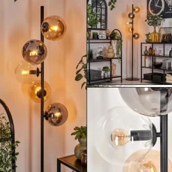 hofstein Lampadaire - Verre 15 cm Gastor Ambre, Clair, Fumé, 5 lumières