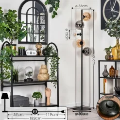 hofstein Lampadaire - Verre 15 cm Gastor Ambre, Clair, Fumé, 5 lumières