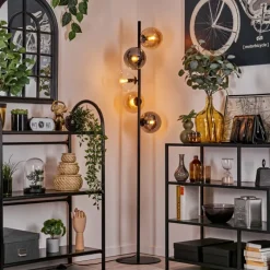 hofstein Lampadaire - Verre 15 cm Gastor Ambre, Clair, Fumé, 5 lumières