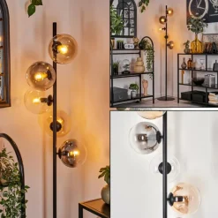 hofstein Lampadaire - Verre 15 cm Gastor Ambre, Clair, Fumé, 5 lumières