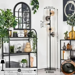 hofstein Lampadaire - Verre 15 cm Gastor Ambre, Clair, Fumé, 5 lumières