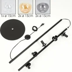 hofstein Lampadaire - Verre 15 cm Gastor Ambre, Clair, Fumé, 5 lumières