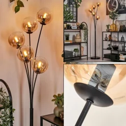 hofstein Lampadaire - Verre 15 cm Gastor Ambre, Clair, 5 lumières