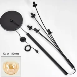 hofstein Lampadaire - Verre 15 cm Gastor Ambre, Clair, 5 lumières