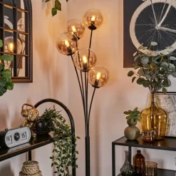 hofstein Lampadaire - Verre 15 cm Gastor Ambre, Clair, 5 lumières