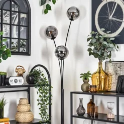 hofstein Lampadaire - Verre 15 cm Gastor Fumé, 3 lumières