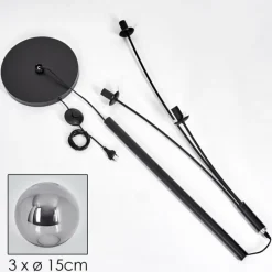 hofstein Lampadaire - Verre 15 cm Gastor Fumé, 3 lumières