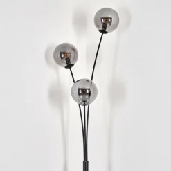 hofstein Lampadaire - Verre 15 cm Gastor Fumé, 3 lumières