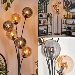 hofstein Lampadaire - Verre 15 cm Gastor Ambre, Fumé, 6 lumières