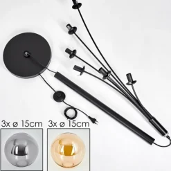 hofstein Lampadaire - Verre 15 cm Gastor Ambre, Fumé, 6 lumières