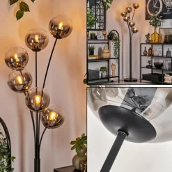 hofstein Lampadaire - Verre 15 cm Gastor Clair, Fumé, 6 lumières