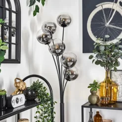 hofstein Lampadaire - Verre 15 cm Gastor Clair, Fumé, 6 lumières