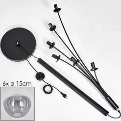 hofstein Lampadaire - Verre 15 cm Gastor Clair, Fumé, 6 lumières