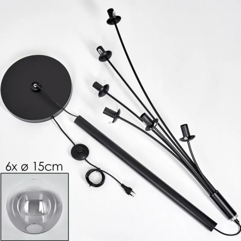 hofstein Lampadaire - Verre 15 cm Gastor Clair, Fumé, 6 lumières