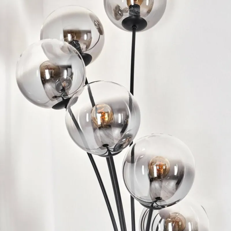 hofstein Lampadaire - Verre 15 cm Gastor Clair, Fumé, 6 lumières