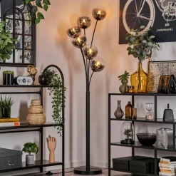 hofstein Lampadaire - Verre 15 cm Gastor Clair, Fumé, 6 lumières