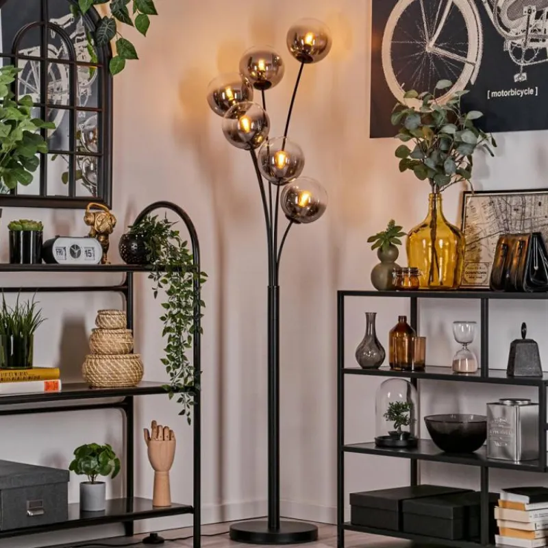 hofstein Lampadaire - Verre 15 cm Gastor Clair, Fumé, 6 lumières