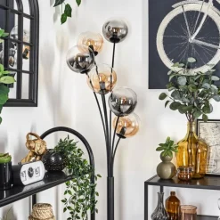 hofstein Lampadaire - Verre 15 cm Gastor Ambre, Clair, Fumé, 6 lumières