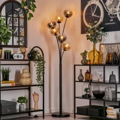 hofstein Lampadaire - Verre 15 cm Gastor Ambre, Clair, Fumé, 6 lumières