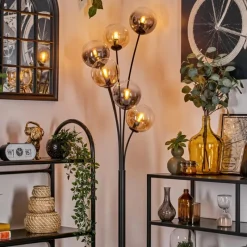 hofstein Lampadaire - Verre 15 cm Gastor Ambre, Clair, Fumé, 6 lumières