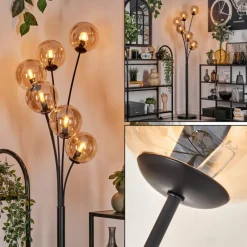 hofstein Lampadaire - Verre 15 cm Gastor Ambre, 6 lumières