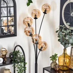 hofstein Lampadaire - Verre 15 cm Gastor Ambre, 6 lumières