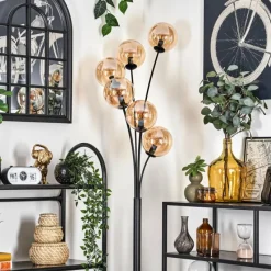 hofstein Lampadaire - Verre 15 cm Gastor Ambre, 6 lumières