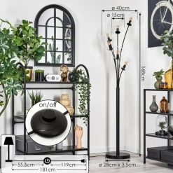 hofstein Lampadaire - Verre 15 cm Gastor Clair, 6 lumières