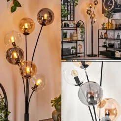 hofstein Lampadaire - Verre 15 cm Gastor Ambre, Clair, Fumé, 6 lumières