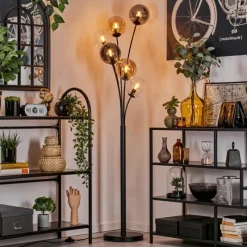 hofstein Lampadaire - Verre 15 cm Gastor Ambre, Clair, Fumé, 6 lumières