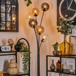 hofstein Lampadaire - Verre 15 cm Gastor Ambre, Clair, Fumé, 6 lumières