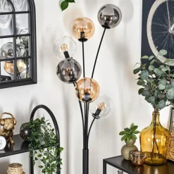 hofstein Lampadaire - Verre 15 cm Gastor Ambre, Clair, Fumé, 6 lumières