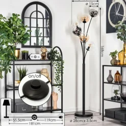 hofstein Lampadaire - Verre 15 cm Gastor Ambre, Clair, Fumé, 6 lumières