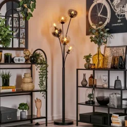 hofstein Lampadaire - Verre 15 cm Gastor Ambre, Clair, Fumé, 6 lumières