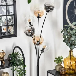 hofstein Lampadaire - Verre 15 cm Gastor Ambre, Clair, Fumé, 6 lumières