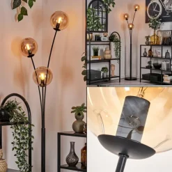 hofstein Lampadaire - Verre 15 cm Gastor Ambre, 3 lumières