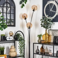 hofstein Lampadaire - Verre 15 cm Gastor Ambre, 3 lumières
