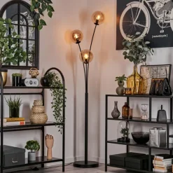 hofstein Lampadaire - Verre 15 cm Gastor Ambre, 3 lumières