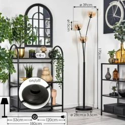 hofstein Lampadaire - Verre 15 cm Gastor Ambre, Clair, 3 lumières