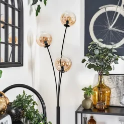 hofstein Lampadaire - Verre 15 cm Gastor Ambre, Clair, 3 lumières